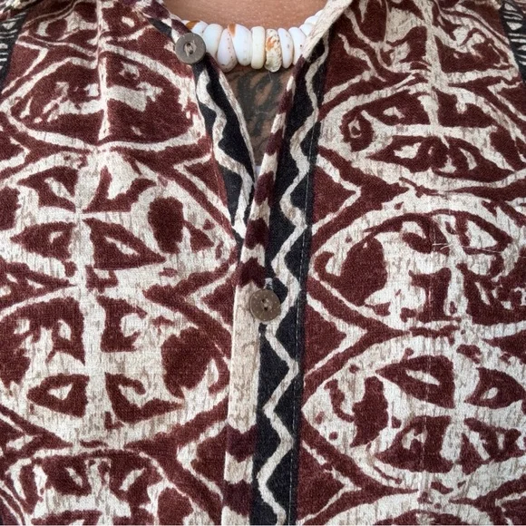 Vintage Locals Only Hawaii Aloha shirt full button front Large Tapa Bark Cloth - Picture 6 of 7